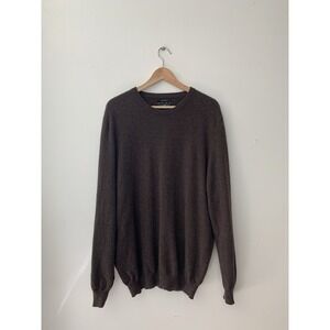 Club Room 100% Cashmere Men's Sweater XL Crewneck Chocolate Brown Ivy Prep